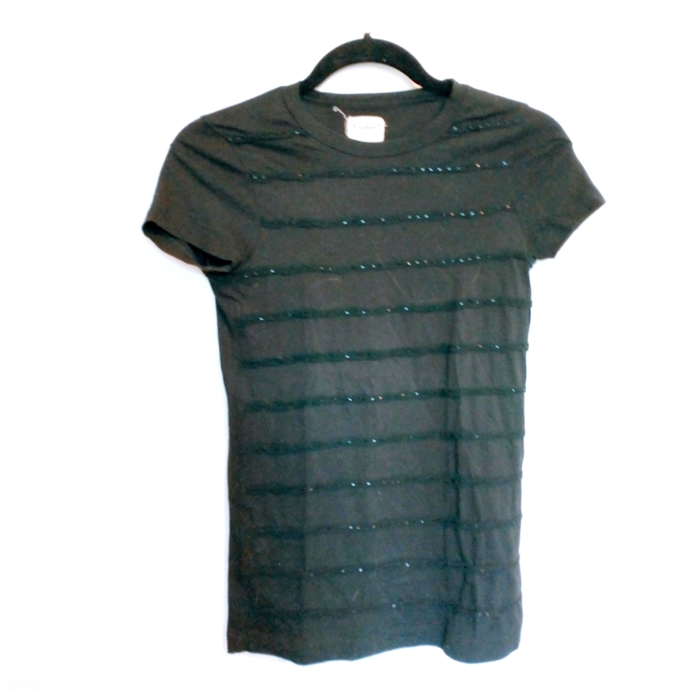 J Crew black T-shirt with sequin stripes size xs